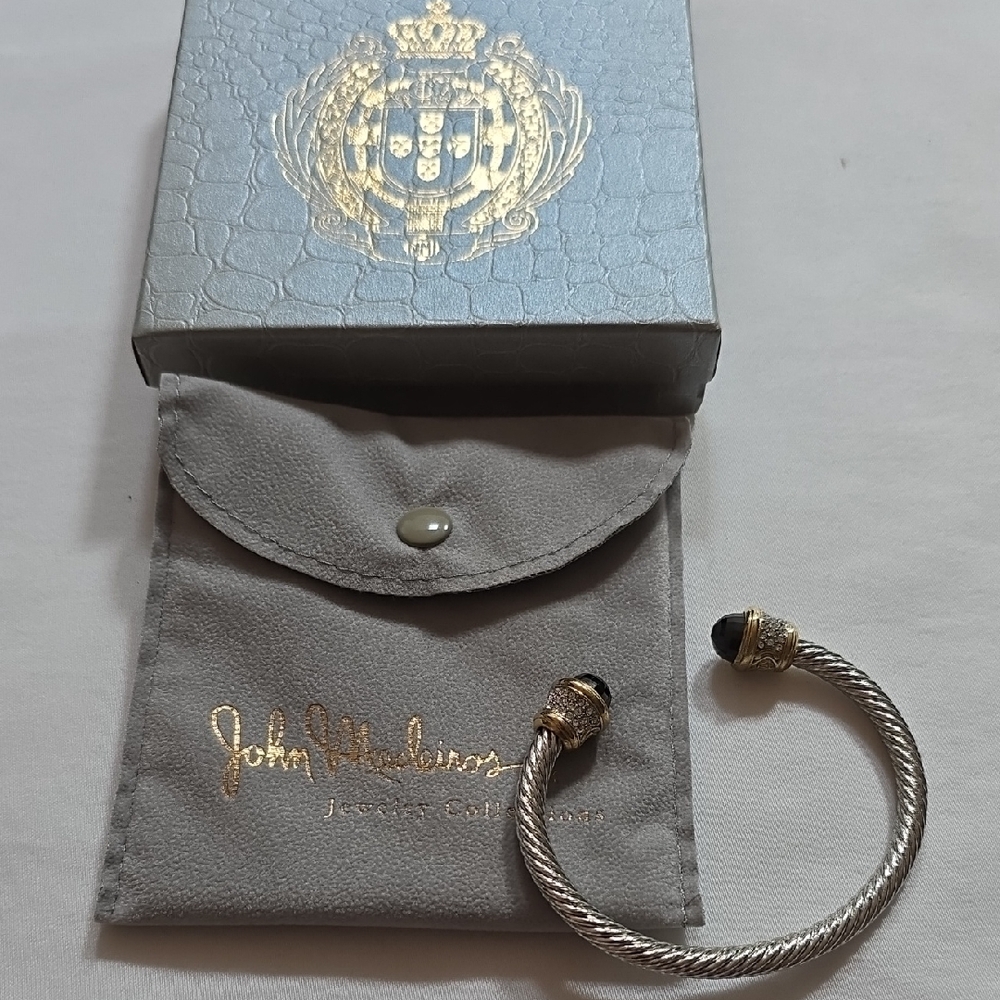 Silver and Gold Bracelet with Black Accents By John Medeiros